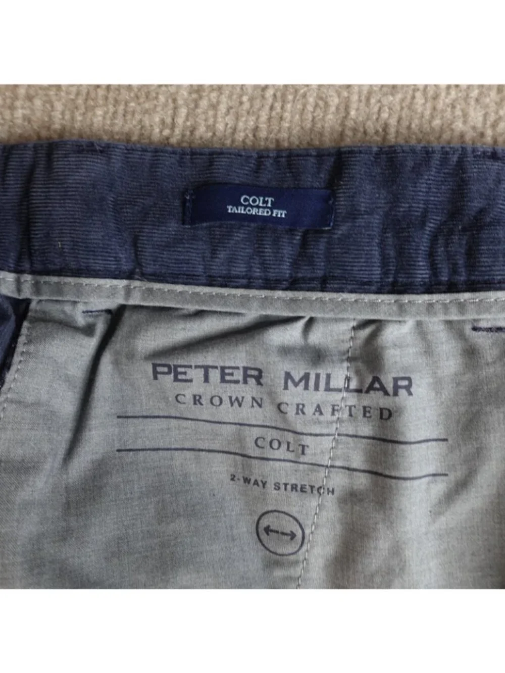 Peter Millar Pants 44 x 32 Blue Corduroy Colt Tailored Fit MF24XB73